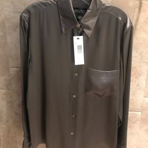 Blouse -Linda Allard for Ellen Tracy - Pewter Silk